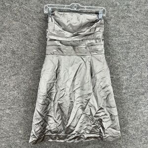 Jim Hjelm Dress Women 12 Gray Sheath Midi Zipper Strapless Lined Casual Solid